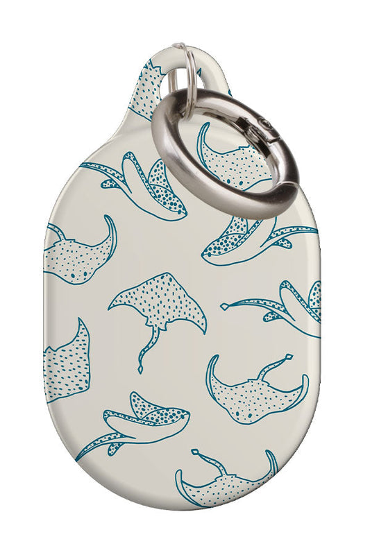 Stingray Line Art AirTag Case (Beige Blue)