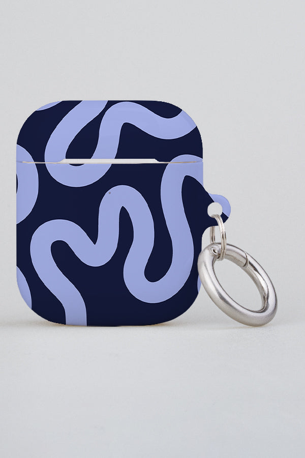 Swirl Lines Abstract AirPod Case (Blue)