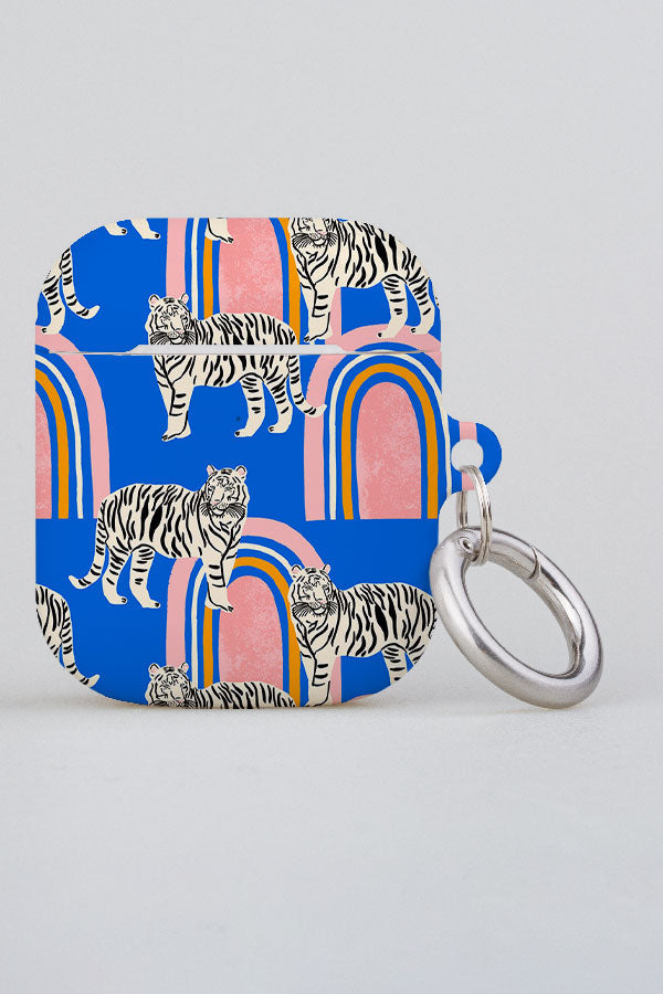 Tigers and Rainbows By Tara Reed AirPod Case (Blue)