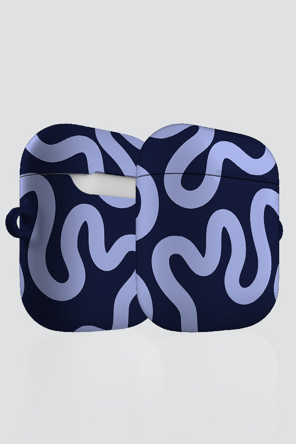 Swirl Lines Abstract AirPod Case (Blue)