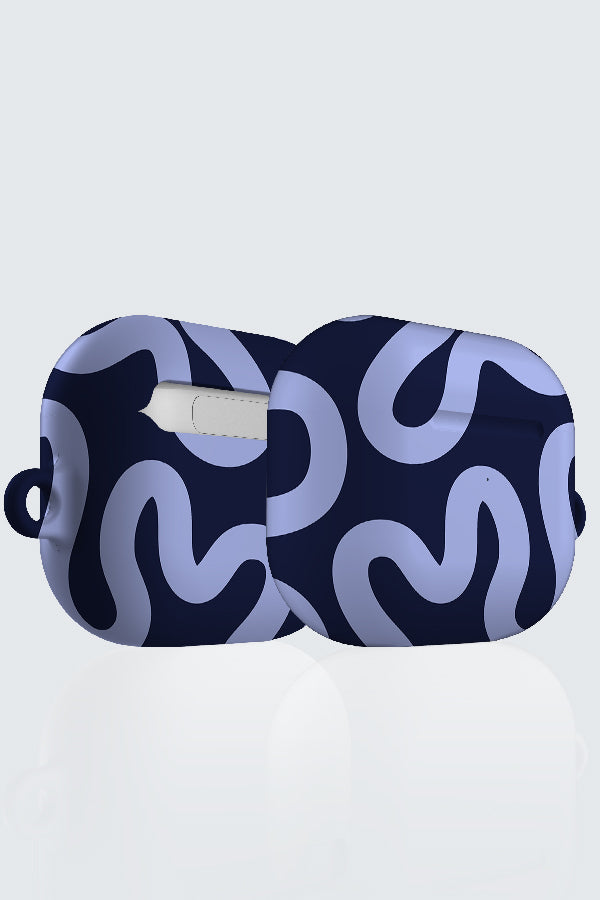 Swirl Lines Abstract AirPod Case (Blue)