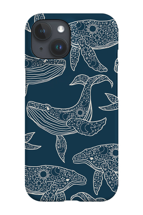 Astrology Whale Scatter Phone Case (Navy Blue)