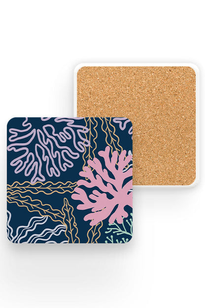 Oversized Coral Reef Drinks Coaster (Blue)