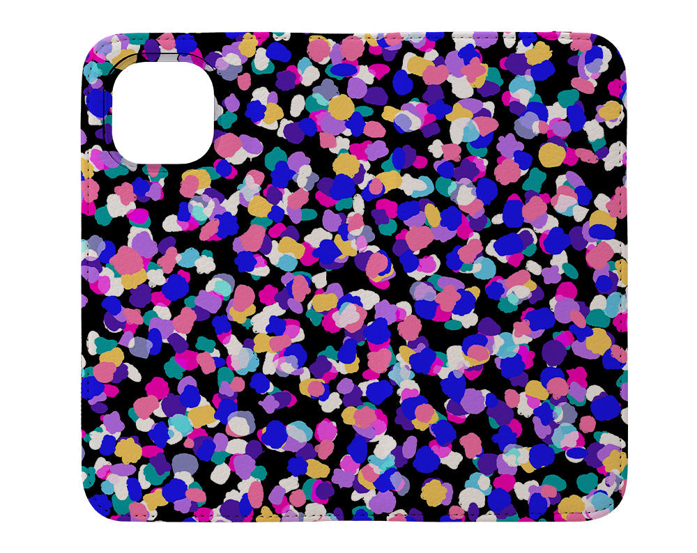 Party Spot by Rachel Parker Wallet Phone Case (Blue Black)