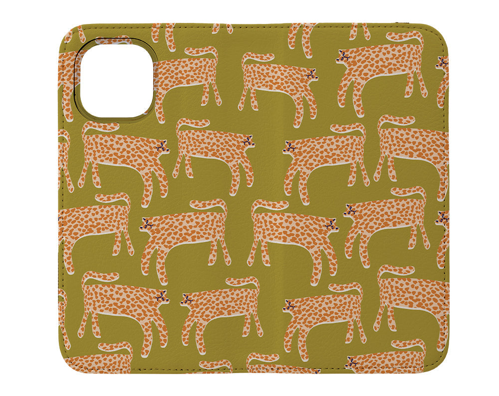 Cheetah Print Wallet Case (Green)