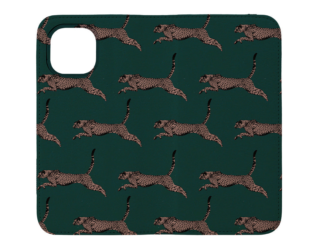 Cheetah Running Wallet Case (Green)