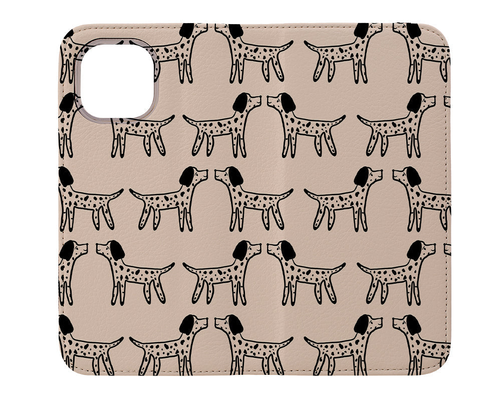 Spotty Dogs Wallet Phone Case (Cream)