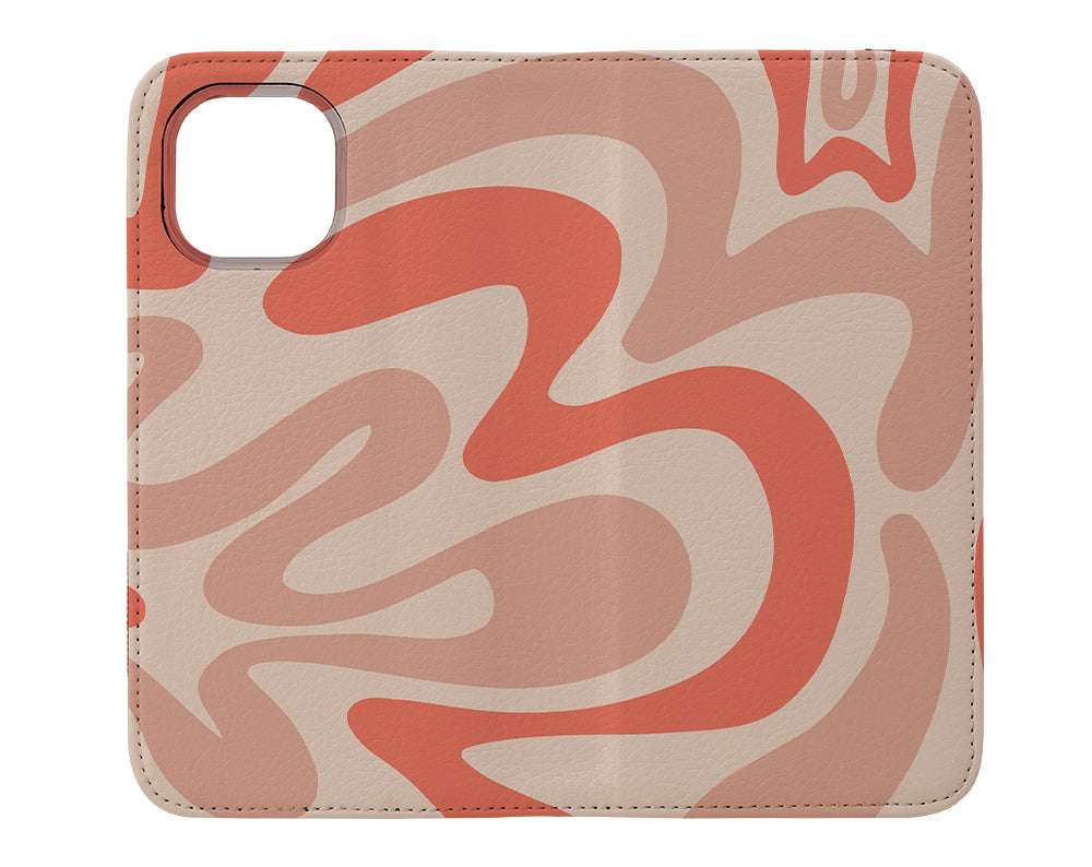 Swirl Shapes Wallet Phone Case (Nude)