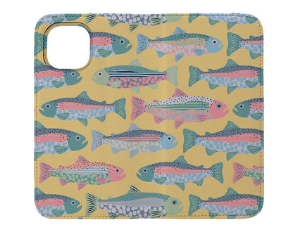 Trout by Louise Margaret Wallet Phone Case (Yellow)