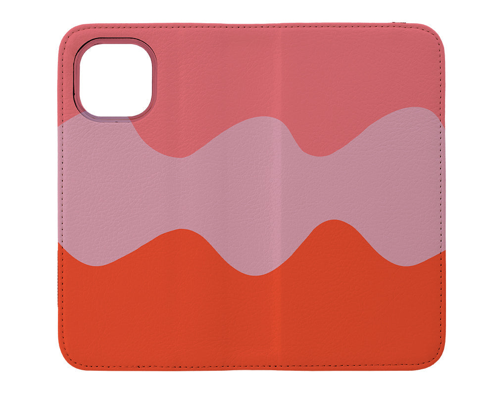 Wavy Stripes Wallet Phone Case (Pink)