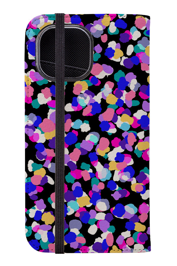 Party Spot by Rachel Parker Wallet Phone Case (Blue Black)