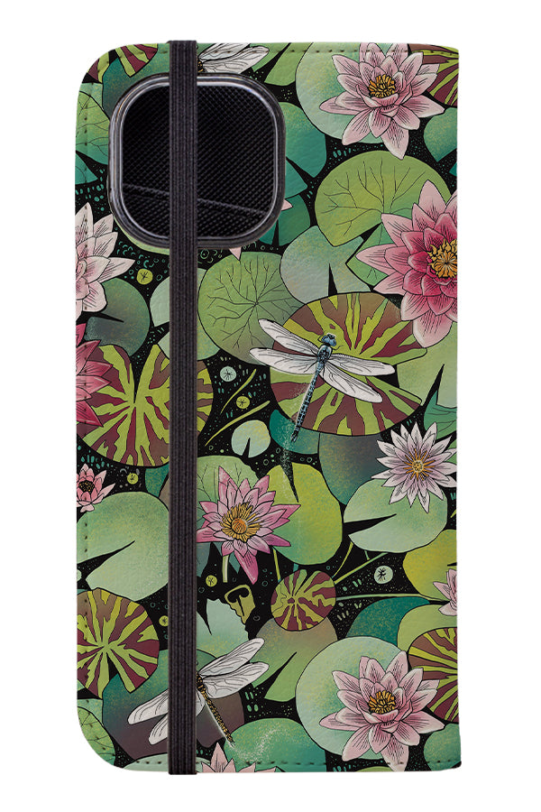 Waterlily Pond by Freya's Prints Wallet Phone Case (Green)