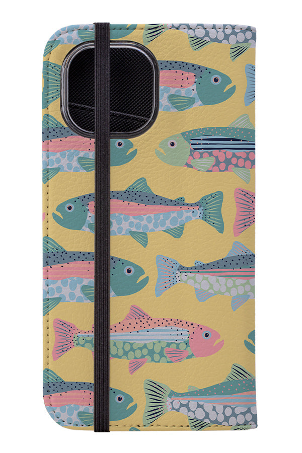 Trout by Louise Margaret Wallet Phone Case (Yellow)