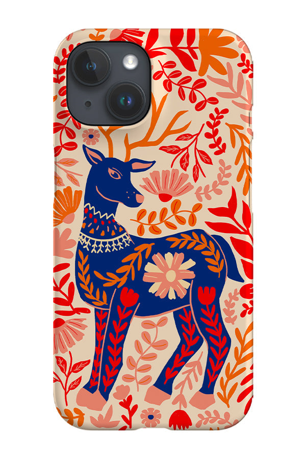 Scandinavian Folk Deer Phone Case (Beige Blue)