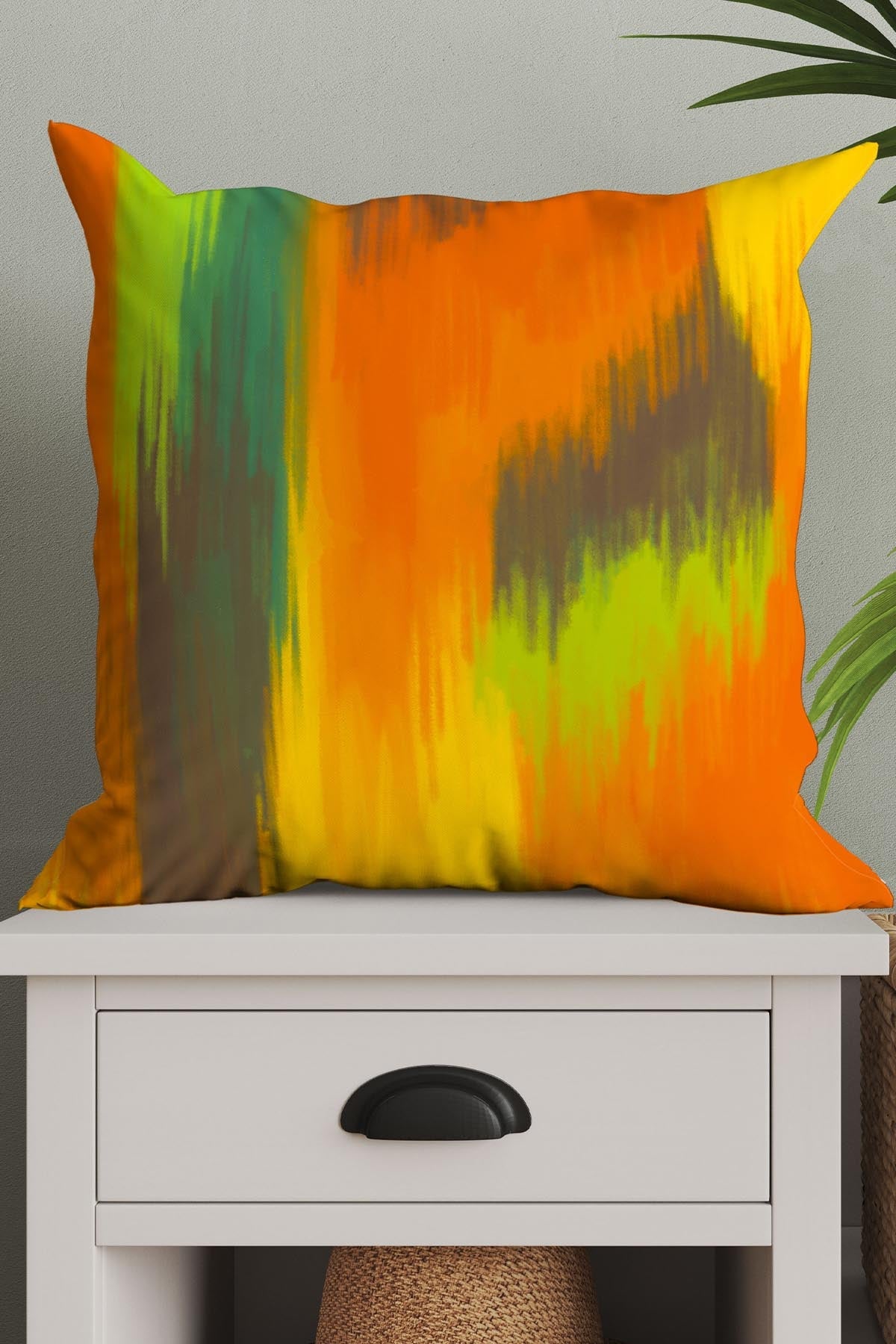 Abstract Northern Lights Square Cushion (Orange)