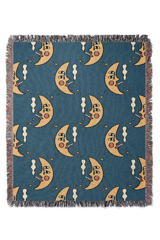 Sassy Moon by Aley Wild Jacquard Woven Blanket (Blue)