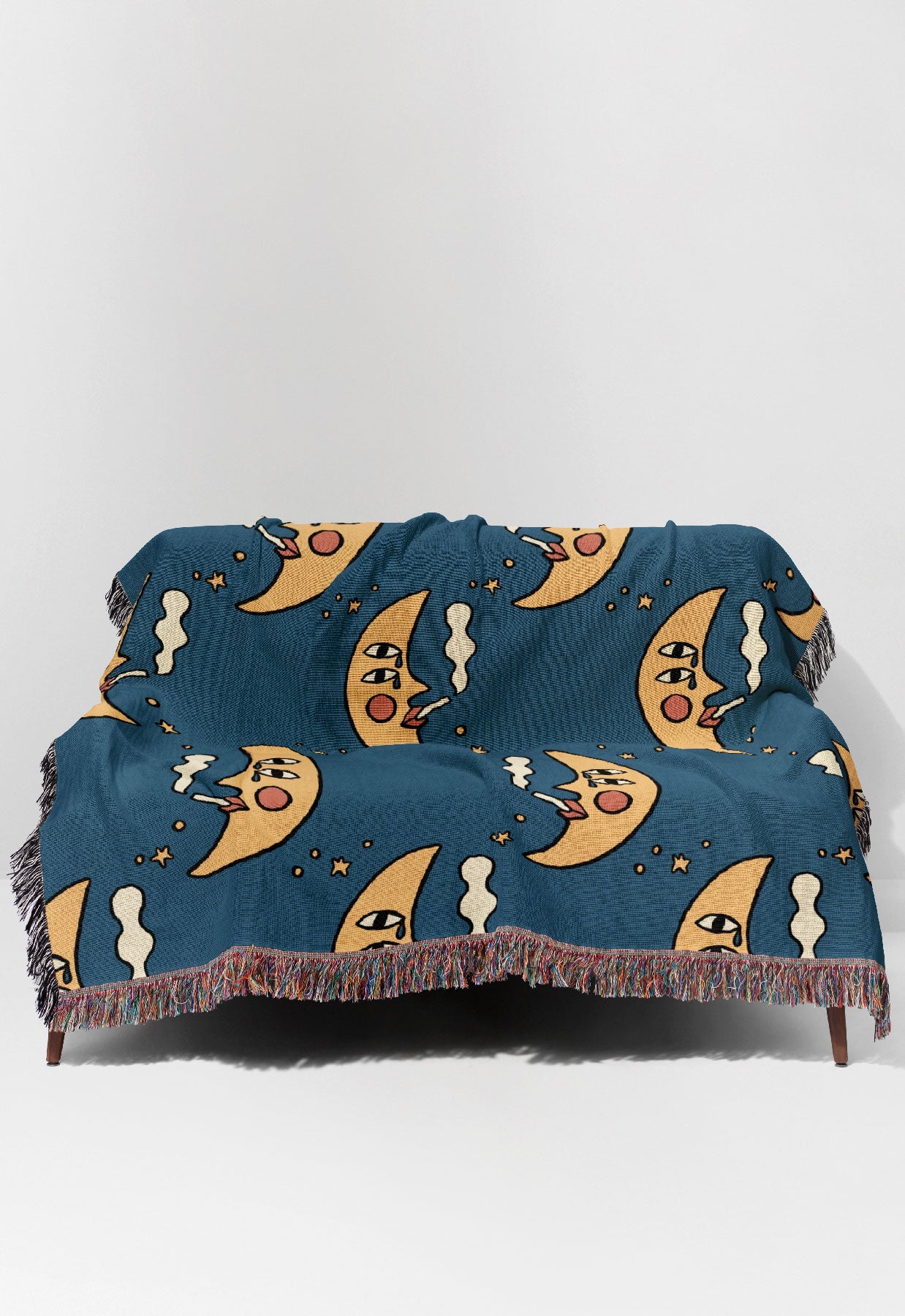 Sassy Moon by Aley Wild Jacquard Woven Blanket (Blue)