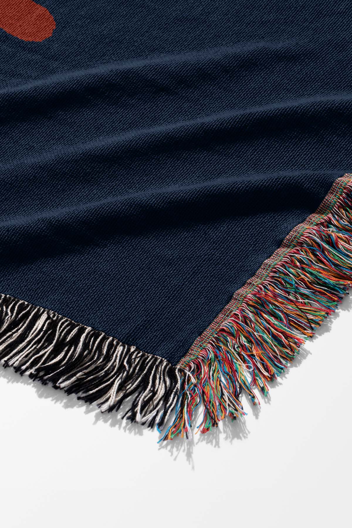 Floral Snake Stripe Jacquard Woven Blanket (Dark Blue)