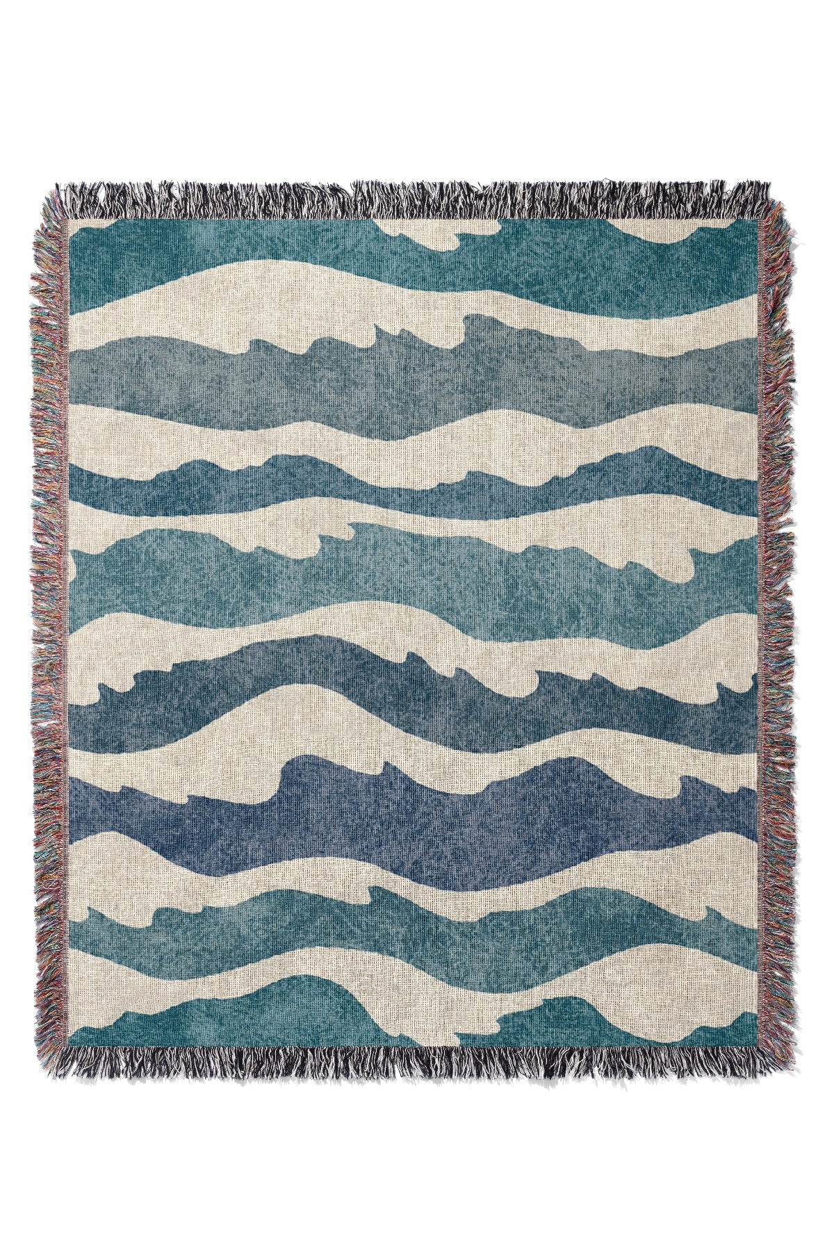 Textured Ocean Waves by Denes Anna Design Jacquard Woven Blanket (Blue)