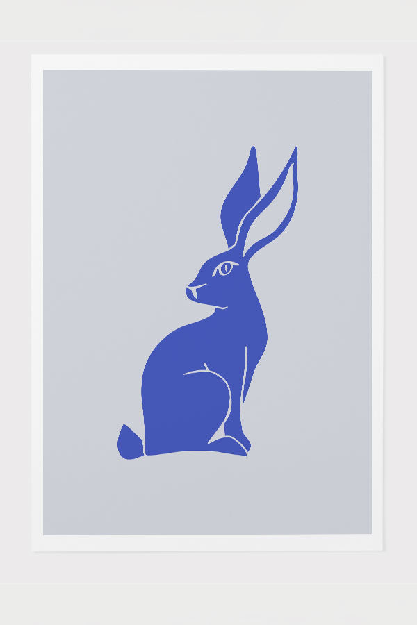 Two Tone Rabbit Giclée Art Print Poster (Blue)