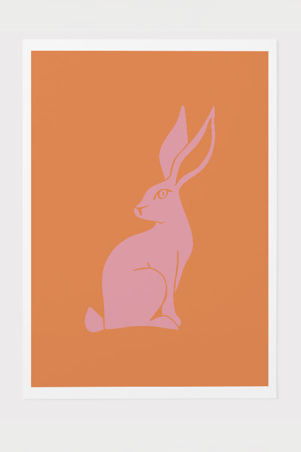 Two Tone Rabbit Giclée Art Print Poster (Orange)