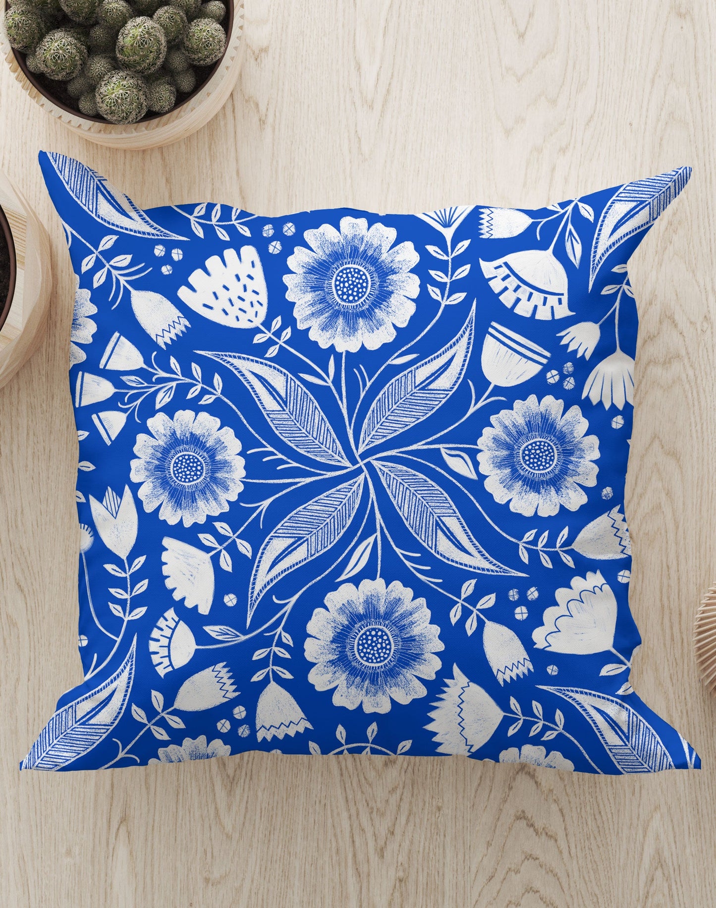 Botanical Blue by Rachel Parker Square Cushion (Blue)