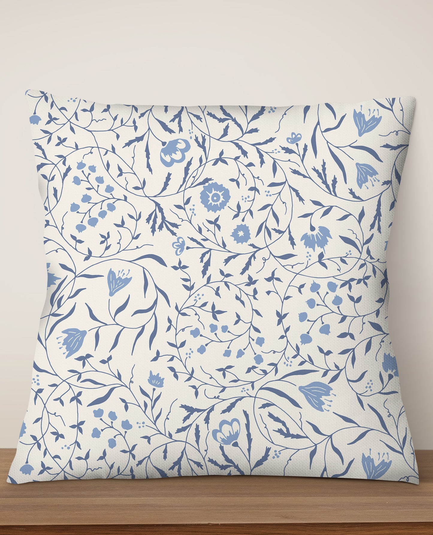 Climbing Vines Flowers by Denes Anna Design Square Cushion (Blue)