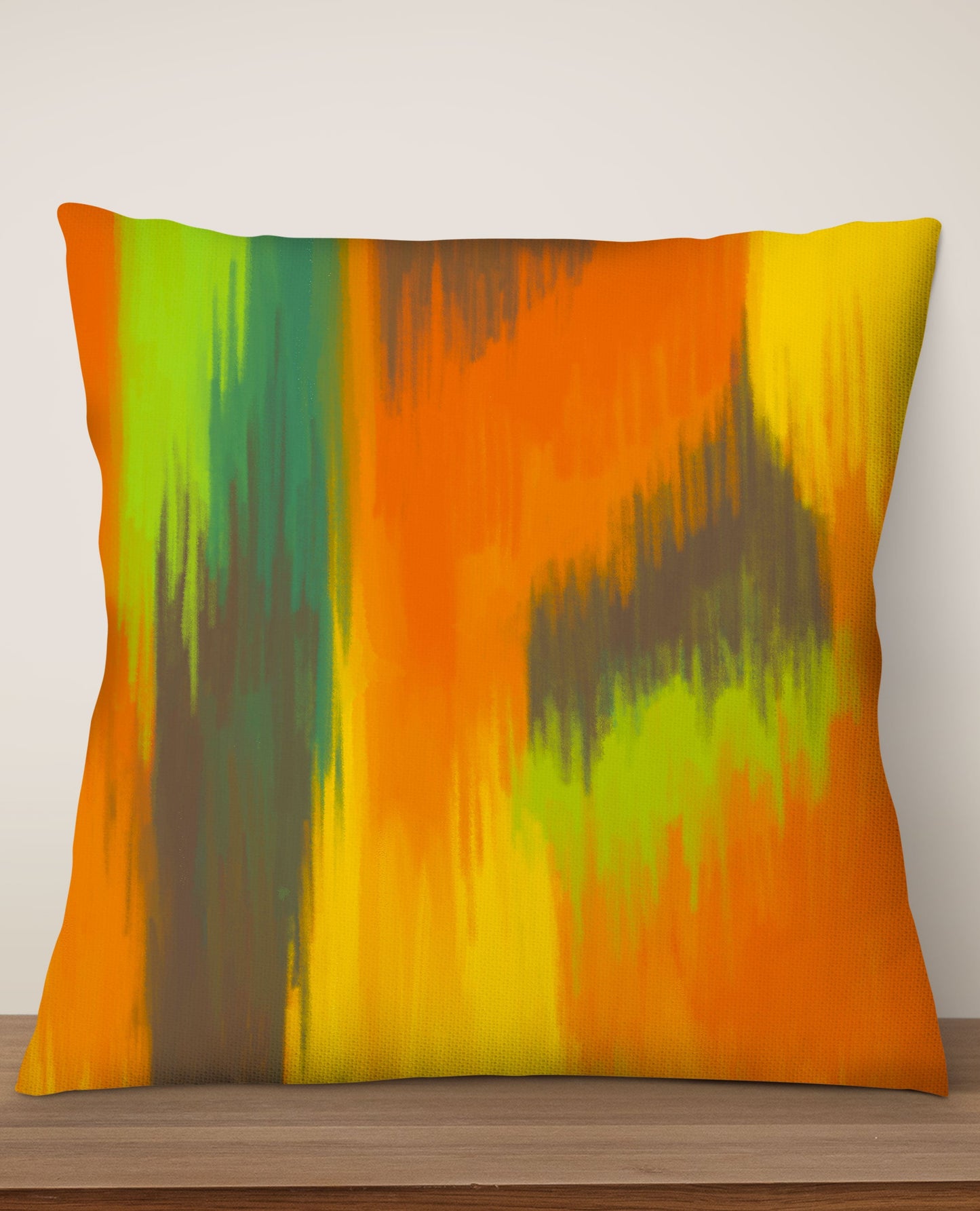 Abstract Northern Lights Square Cushion (Orange)