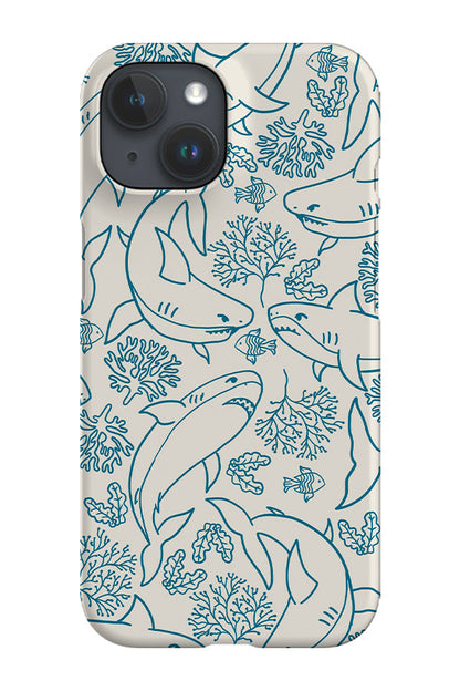 Shark Coral Reef Phone Case (Beige Blue)