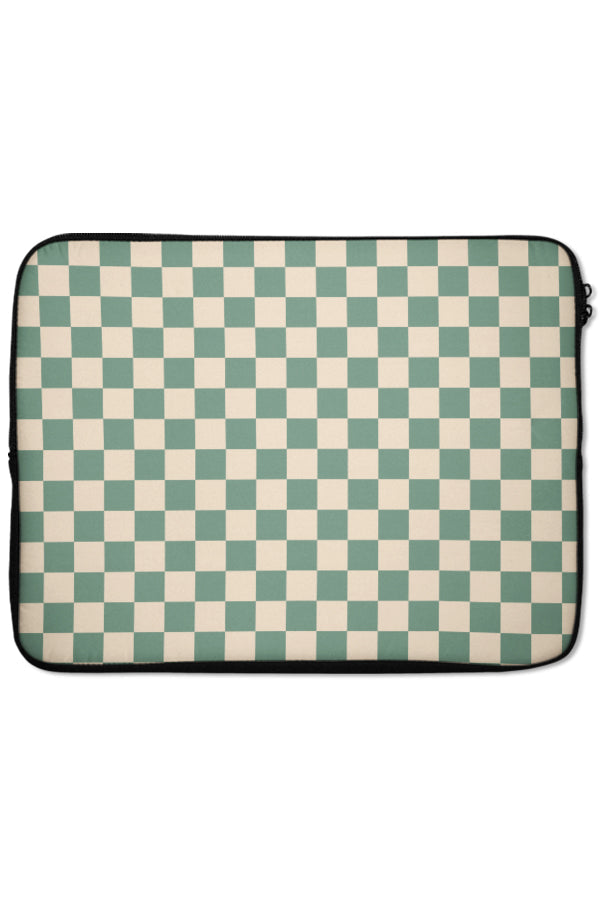 Checkered Laptop Sleeve (Green Beige)