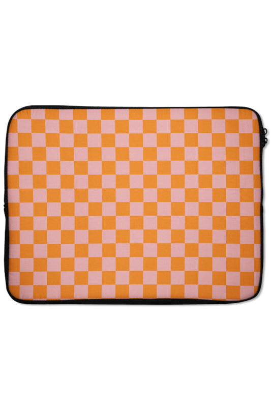 Checkered Laptop Sleeve (Orange Pink)