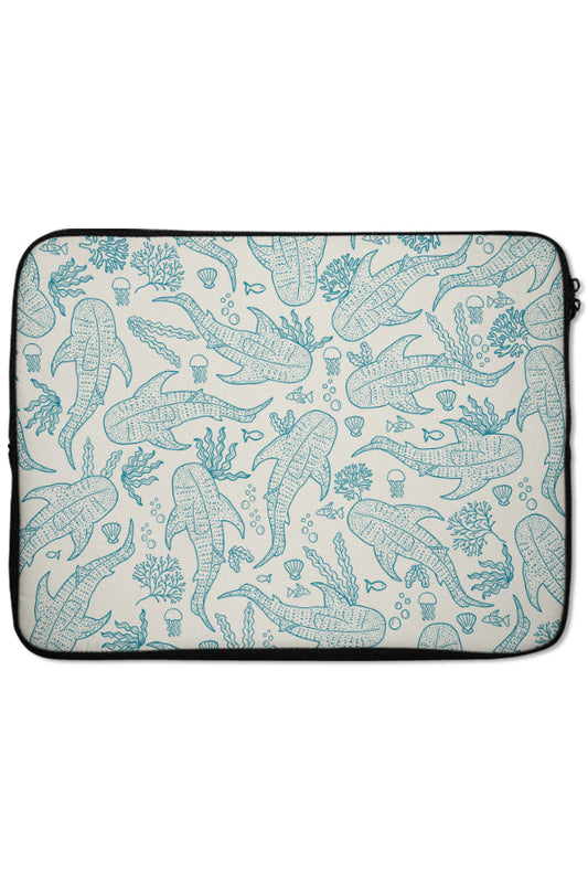 Whale Shark Scatter Coral Reef Laptop Sleeve (Beige Blue)