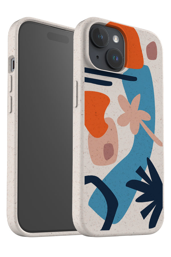 Abstract Nature Eco Bamboo Phone Case (Orange Blue)