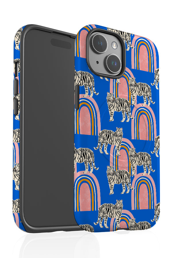 Tigers and Rainbows by Tara Reed MagSafe Phone Case (Blue)