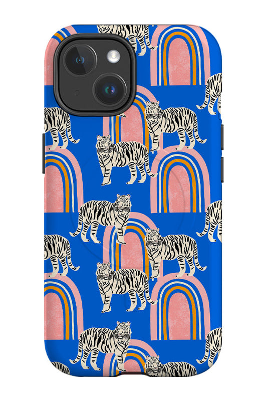 Tigers and Rainbows by Tara Reed MagSafe Phone Case (Blue)