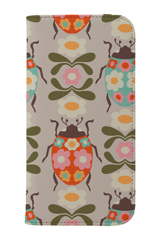 Beetle Blooms by Helen Bowler Wallet Phone Case (Beige)