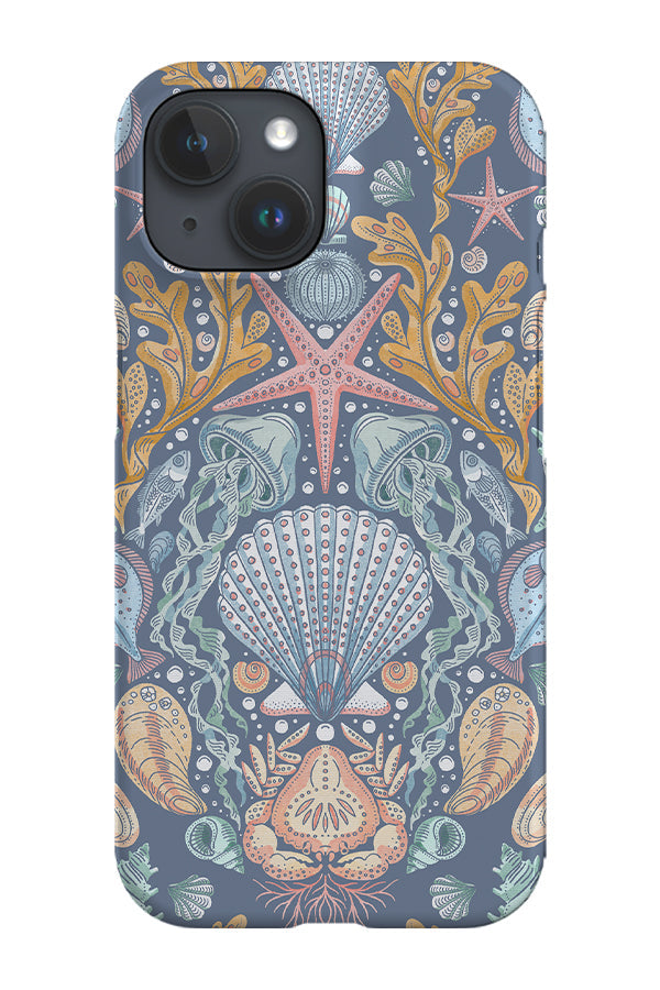 Deep Sea Damask By Rebecca Elfast Phone Case (Blue)