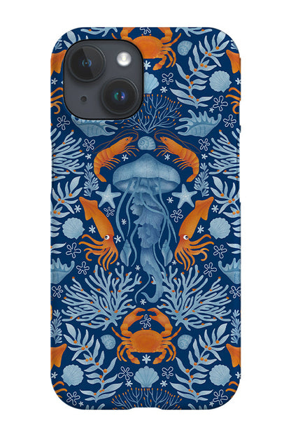 Calming Jellyfish by Delively Dewi Phone Case (Blue)