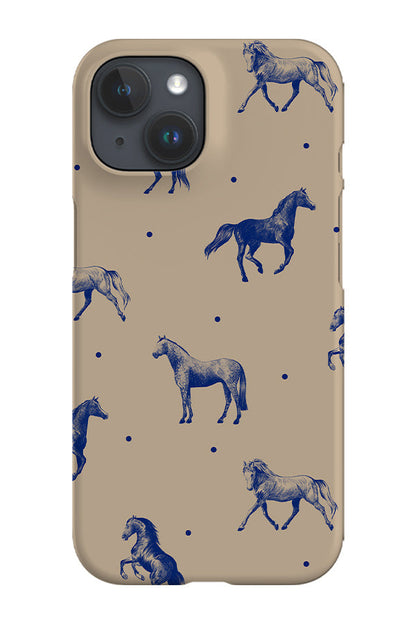 Dotty Horses Phone Case (Tan Blue)