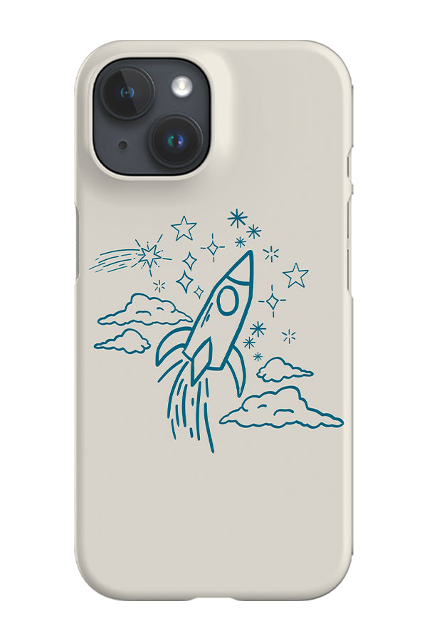 Minimalist Rocketship Phone Case (Beige Blue)