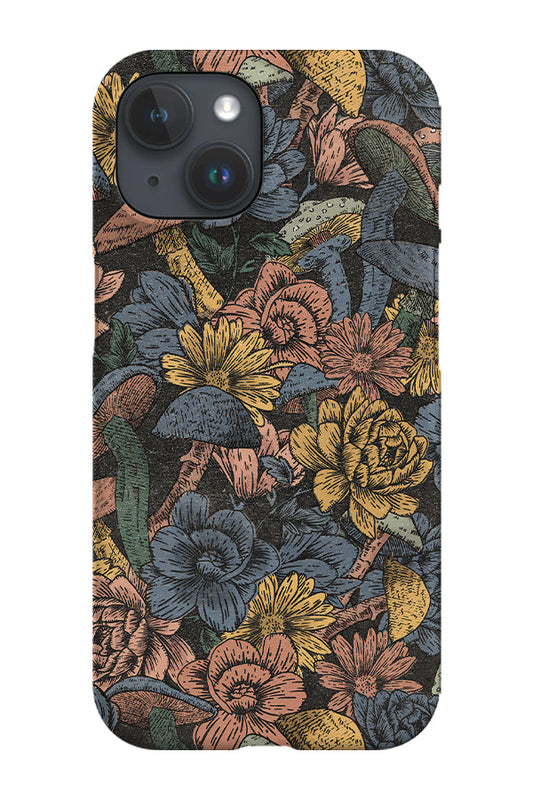 Mushroom Flowers Phone Case (Blue Black)