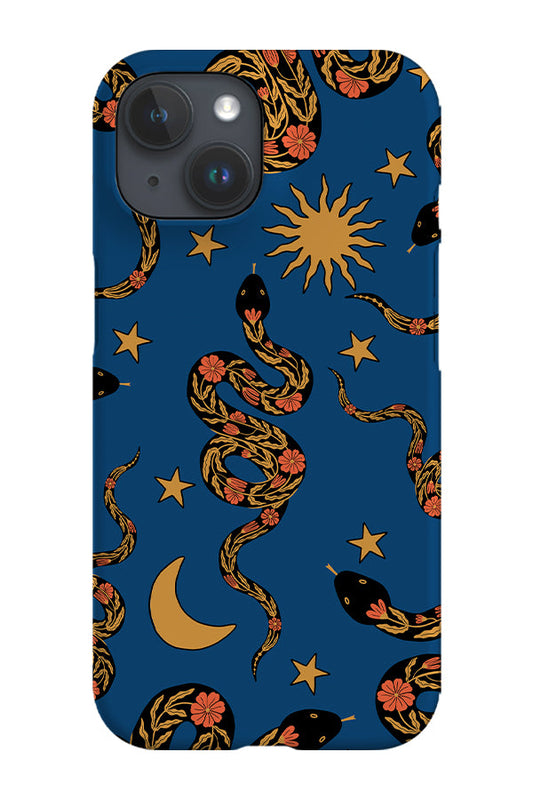 Mystic Flower Snake Phone Case (Blue)